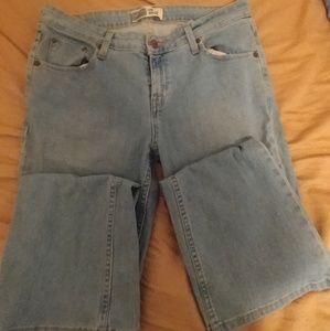 Light blue low rise boot cut jeans